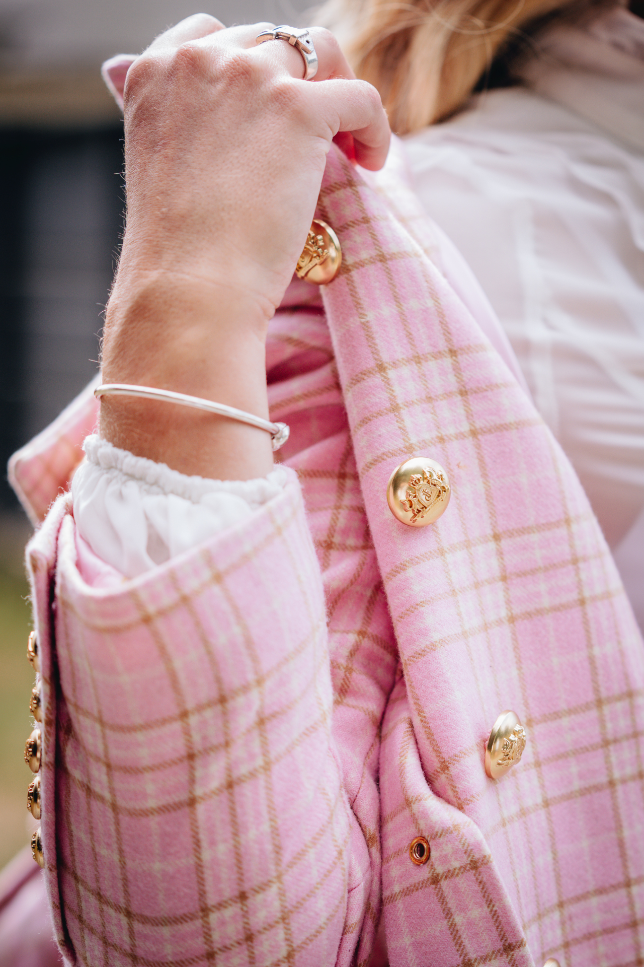 Brentwood Wool Trench Coat - Pink Tweed