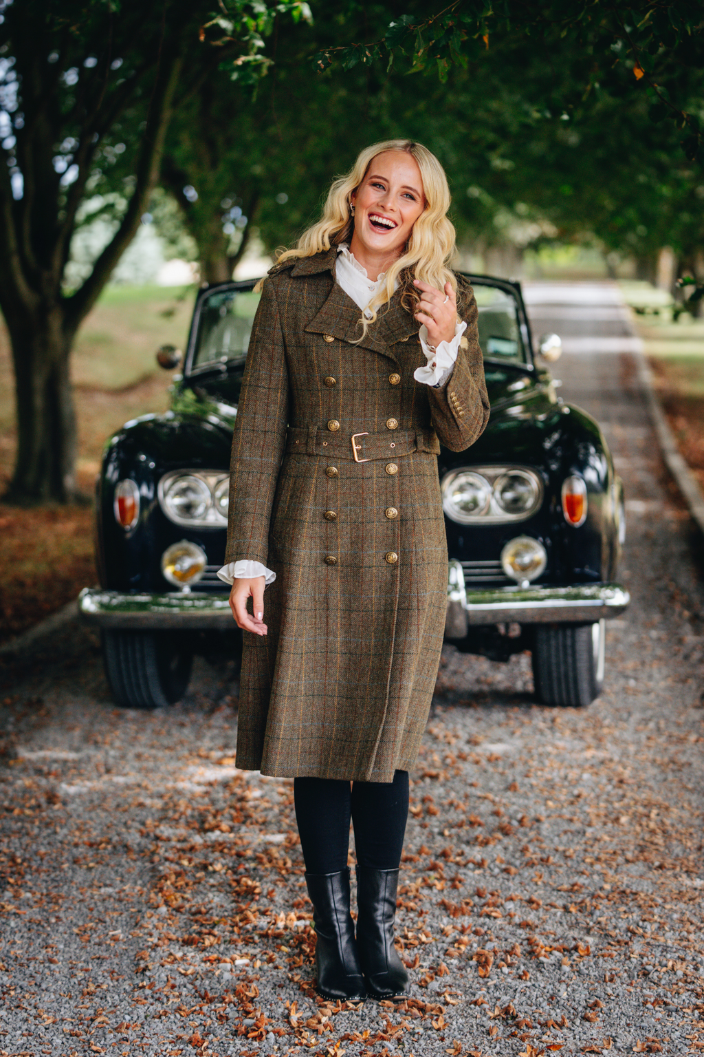Brentwood Trench Coat - Green Tweed