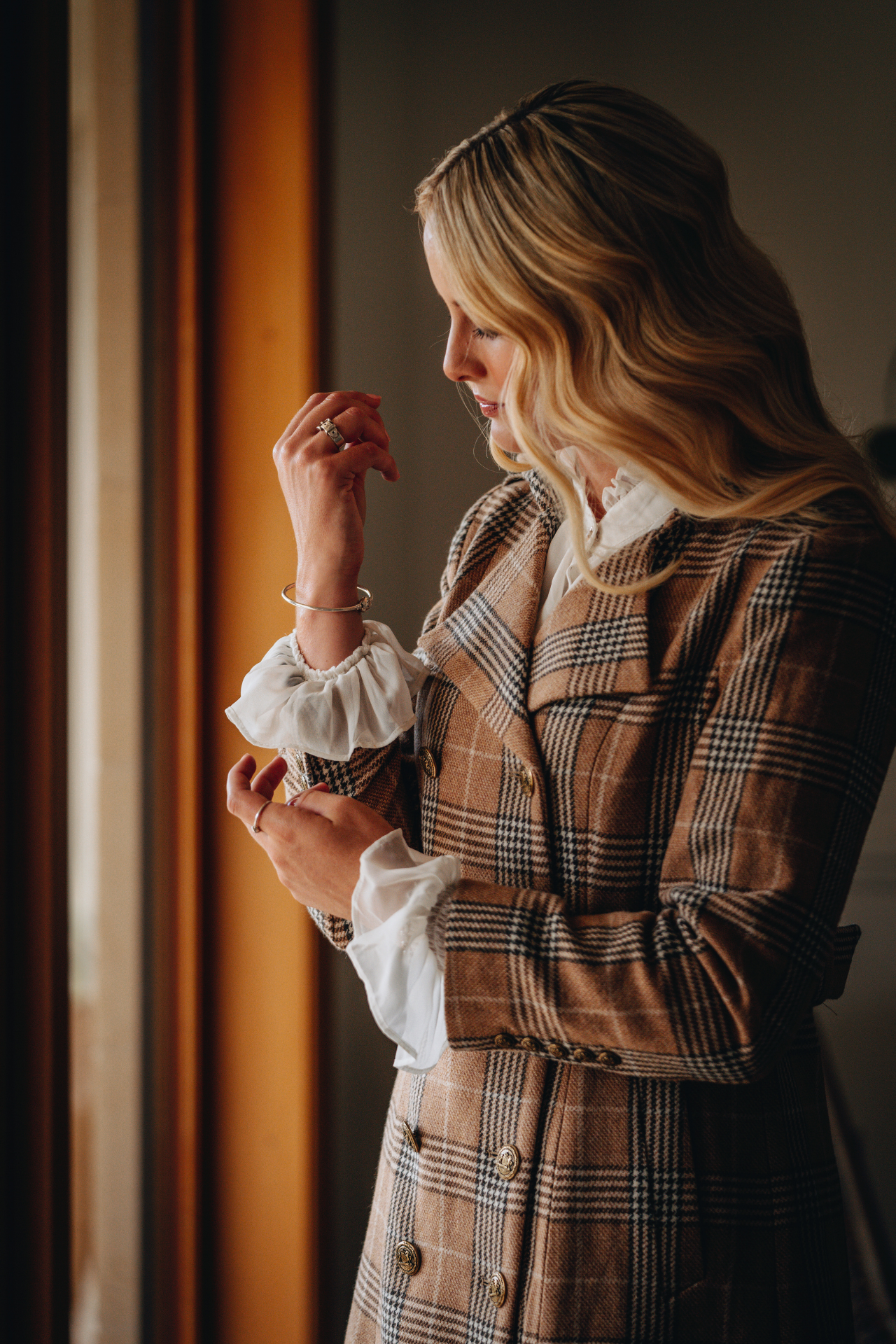 Camel Tweed Trench Coat | Women's Wool Outwear NZ - Jordan Elli