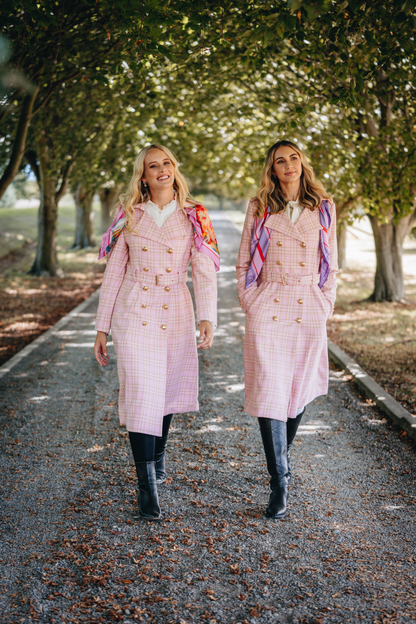 Brentwood Wool Trench Coat - Pink Tweed